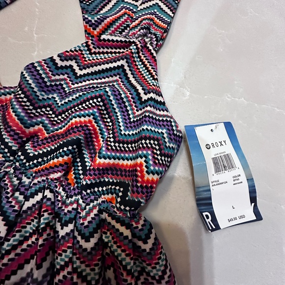 NWT Roxy Multicolor Chevron Dress, Large - Picture 4 of 9